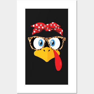 Funny Cute Happy Merry Thanksgiving turkey face Posters and Art